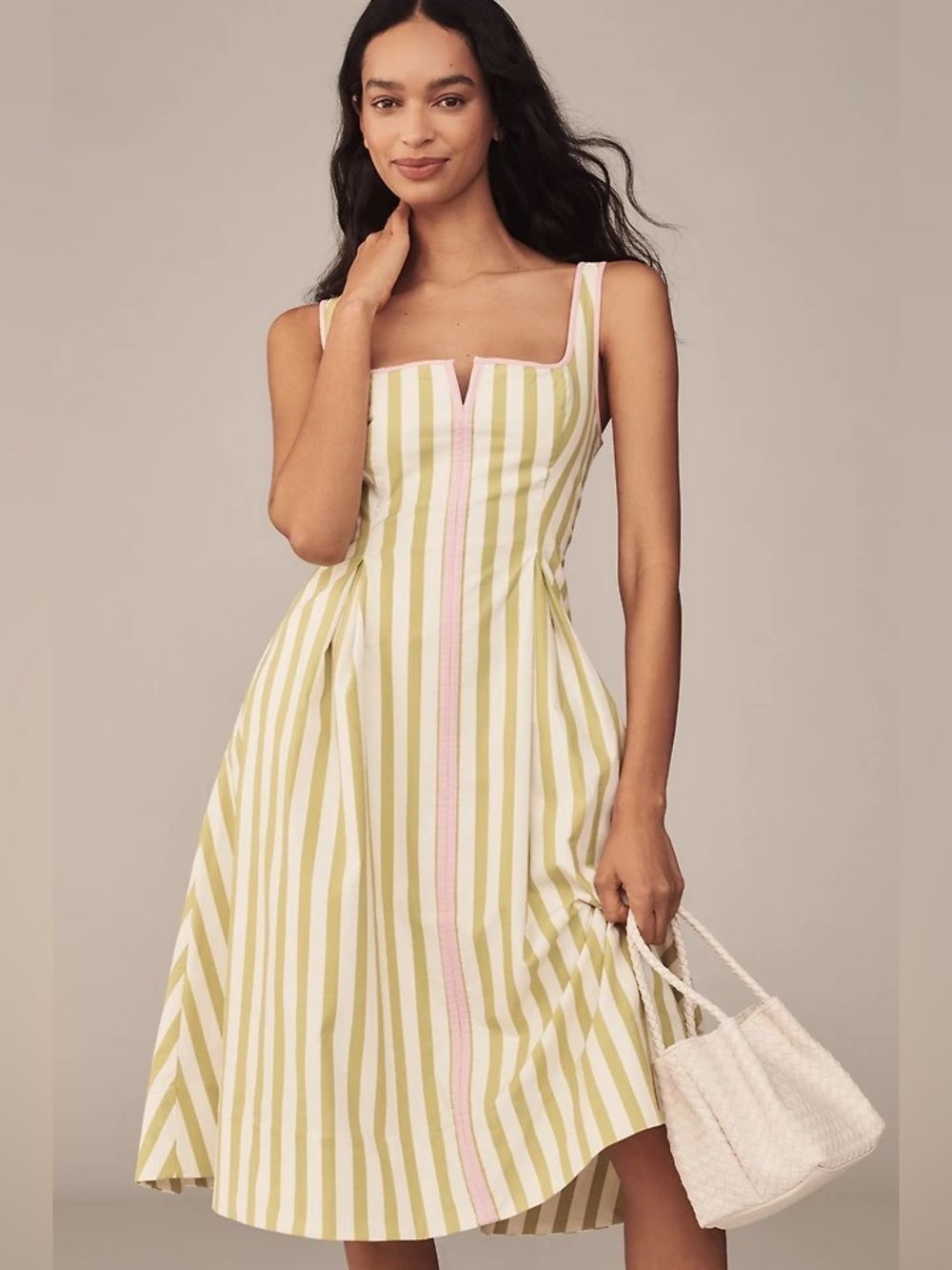 New Anthropologie Maeve Sleeveless Notched Square-Neck Midi Dress Size M